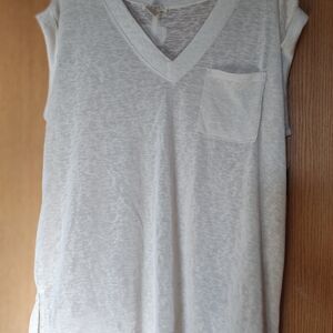 Women's White V-Neck Top